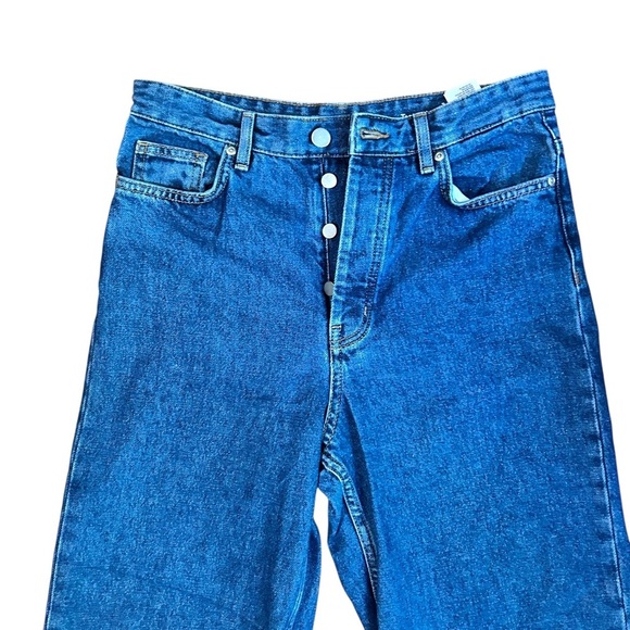 COS Tapered High Waisted Jeans Ankle Length Size 27 Medium Wash Button Fly - Picture 4 of 11